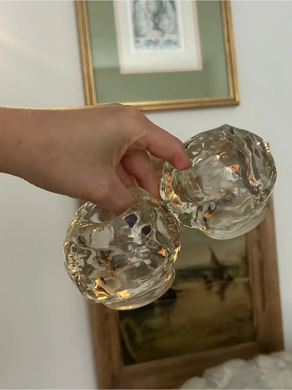 Kosta Boda Snowball Small Crystal Votive Candle Holders Set Of 2